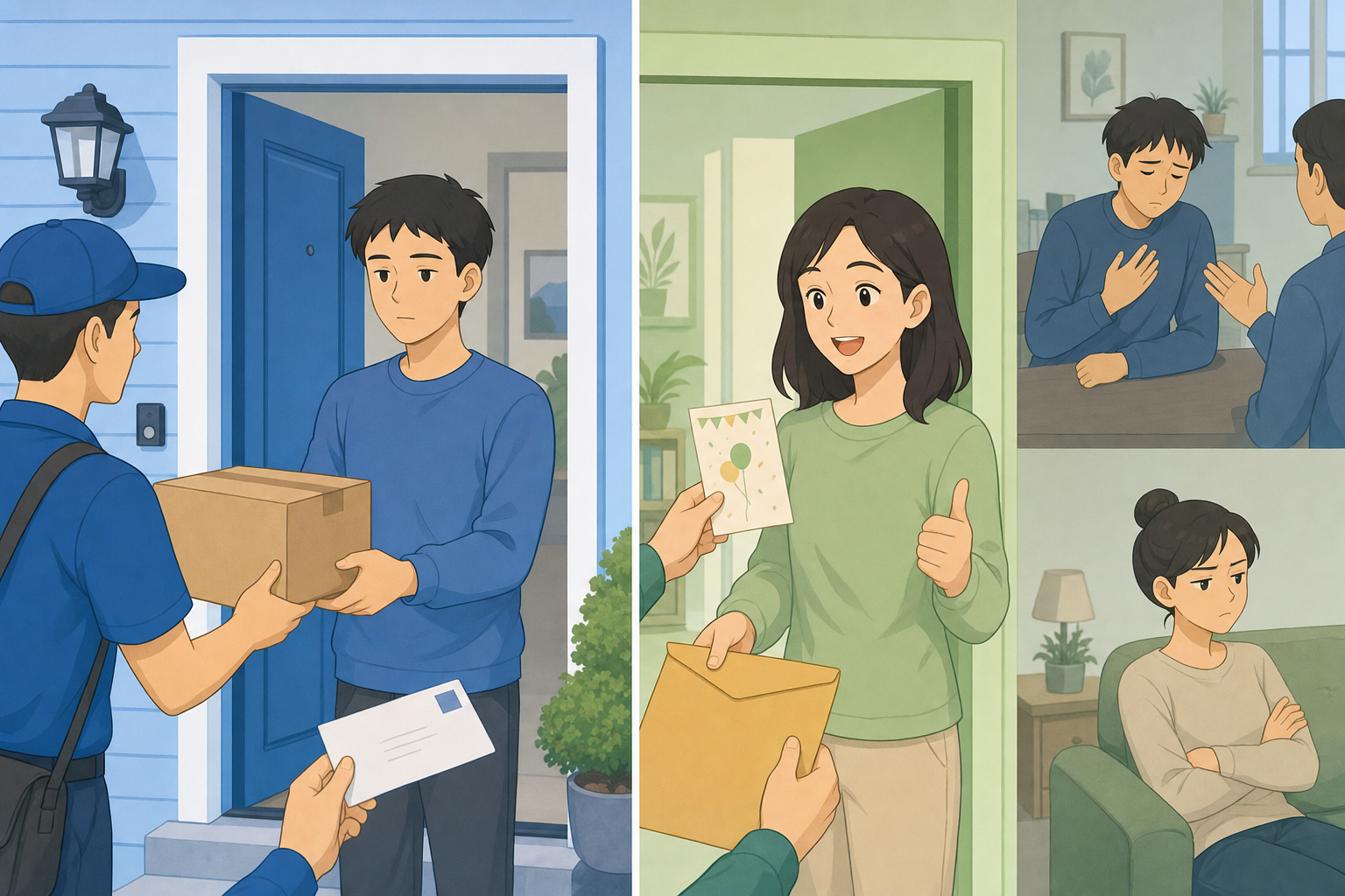 receiveとacceptの違いを示す挿絵